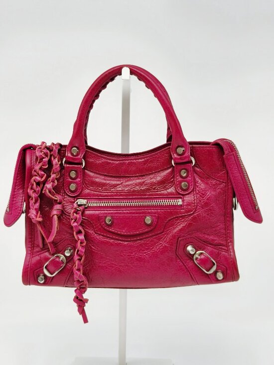 Balenciaga Handbags - Balenciaga Motocross First Mini City Magenta Pink Leather Crossbody Shoulder Bag